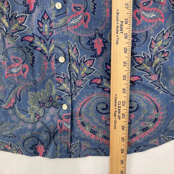 Lauren Ralph Lauren size 1X Blue Multi Paisley Rolled Sleeve Preppy Button Up - Picture 5 of 9